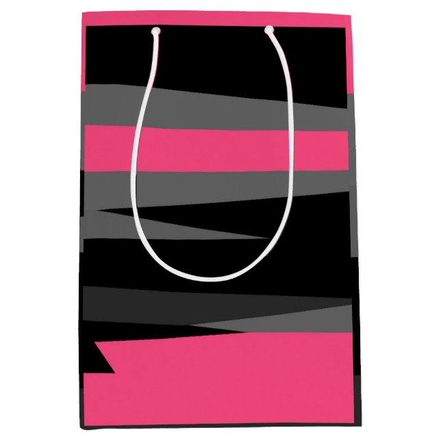 Pink Grey and Black Abstract Medium Gift Bag (Front)