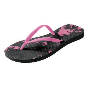 pink grey and black abstract thongs