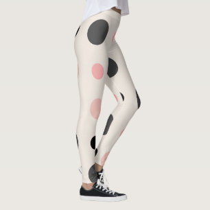 Pink, grey and black dots leggings