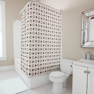 Pink, grey and black dots shower curtain