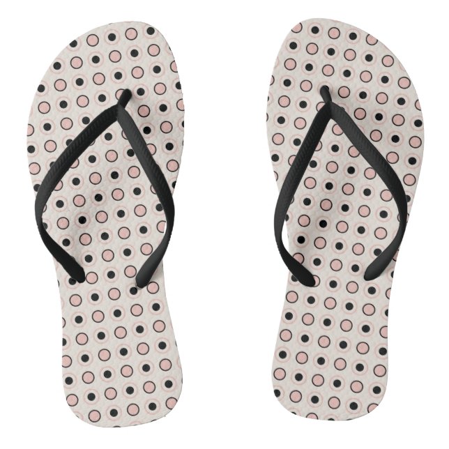 Pink, grey and black dots thongs (Footbed)