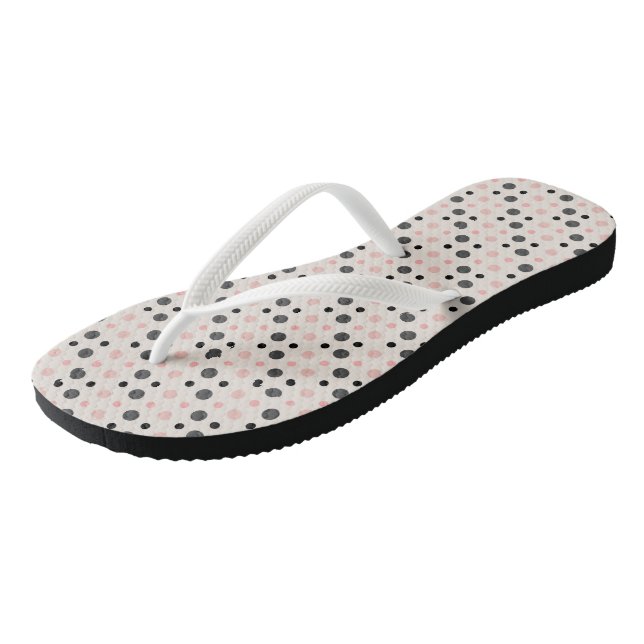 Pink, grey and black dots thongs (Angled)