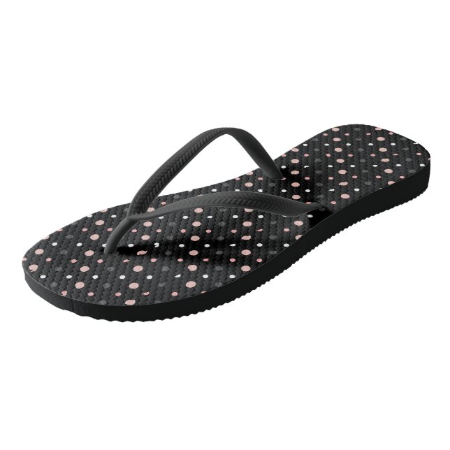 Pink, grey and black dots thongs (Angled)
