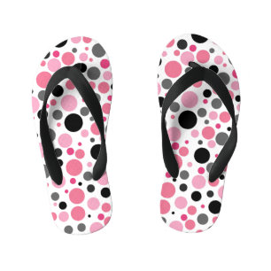 pink grey and black polka dots kid's thongs