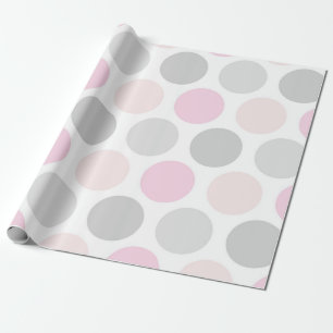Pink Grey and Skin Tone Polka Dots Wrapping Paper