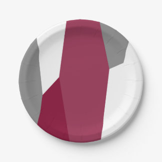 Pink Grey and White Abstract Paper Plate