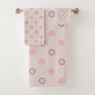 Pink, grey and white bath towel set