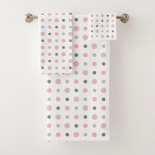 Pink, grey and white bath towel set