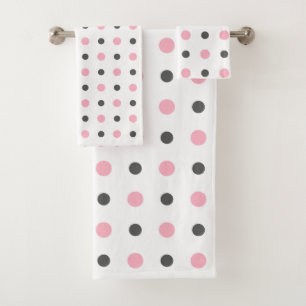 Pink, grey and white bath towel set