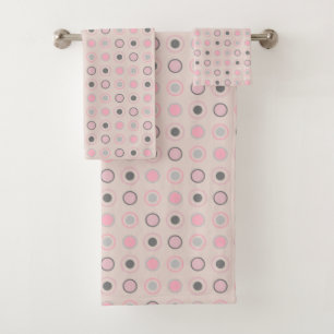 Pink, grey and white bath towel set