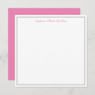 Pink Grey and White Elegant Square Flat  Thank You Card