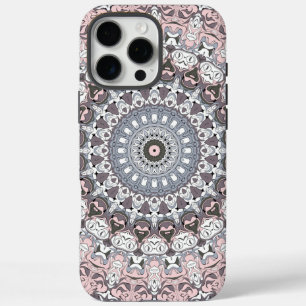 Pink Grey and White Mandala Pattern iPhone 16 Pro Max Case