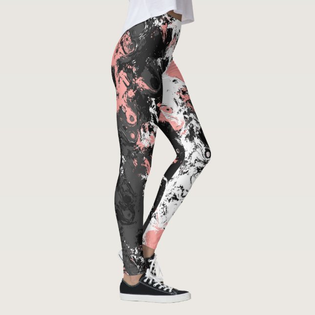 Pink, grey and White Marble Leggings (Right)