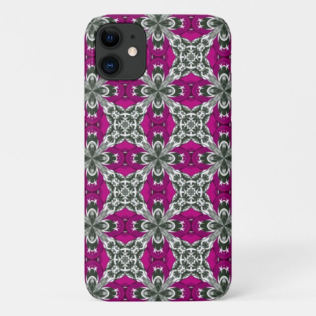 Pink Grey and White Repeat Tile Pattern Case-Mate iPhone Case (Back)
