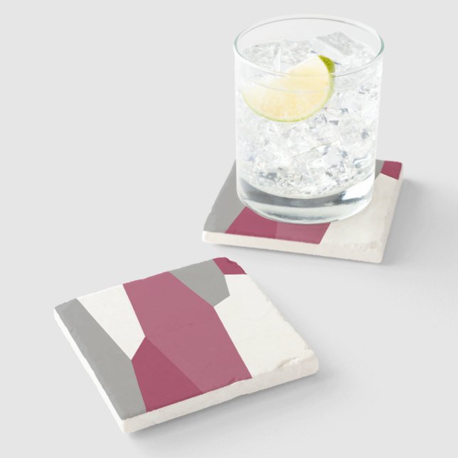 Pink Grey and White   Stone Coaster (Side)