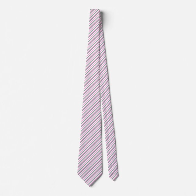 Pink, Grey and White Stripes Tie (Front)