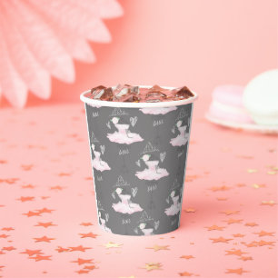 Pink & Grey Ballet Ballerina Tutu Princess Party Paper Cups
