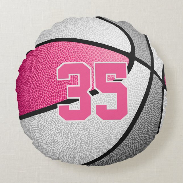 pink grey basketball girl sports room  round cushion (Front)