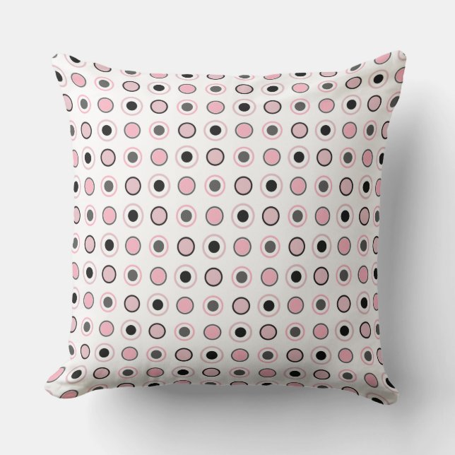Pink, grey, black and white cushion (Front)