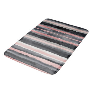 pink grey black and white stripes bath mat