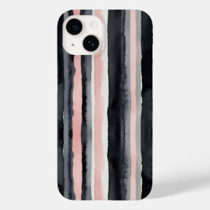 pink grey black and white stripes Case-Mate iPhone 14 case