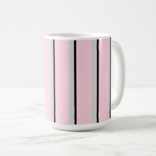 Pink, grey, black, stripe print coffee mug