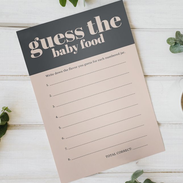 Pink Grey Boho Baby Shower Guess Baby Food Game Flyer (Creator Uploaded)