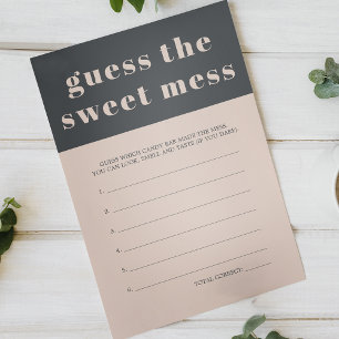 Pink Grey Boho Baby Shower Guess Sweet Mess Game Flyer