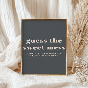 Pink Grey Boho Typography Baby Guess Sweet Mess Poster