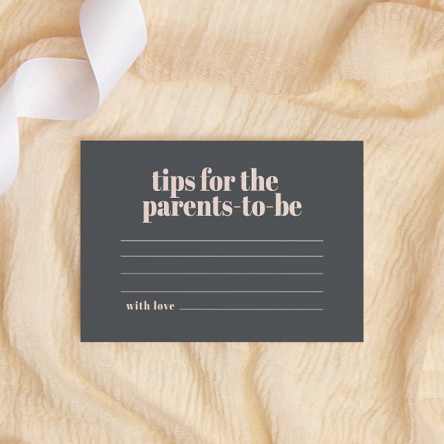 Pink Grey Boho Typography Baby Parenting Tips Note Card (Creator Uploaded)