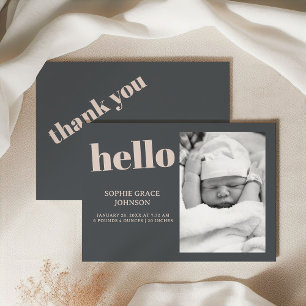 Pink Grey Boho Typography Baby Shower Announcement