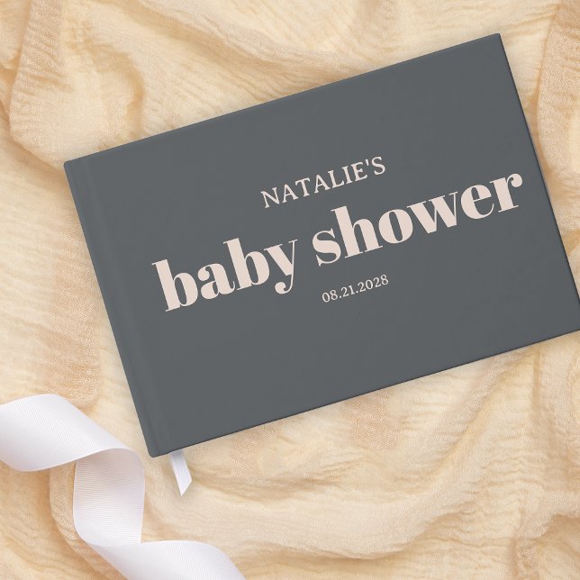 Pink Grey Boho Typography Baby Shower Guest Book (Creator Uploaded)