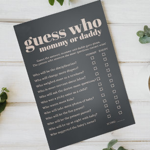 Pink Grey Boho Typography Baby Shower Mum Dad Game Flyer