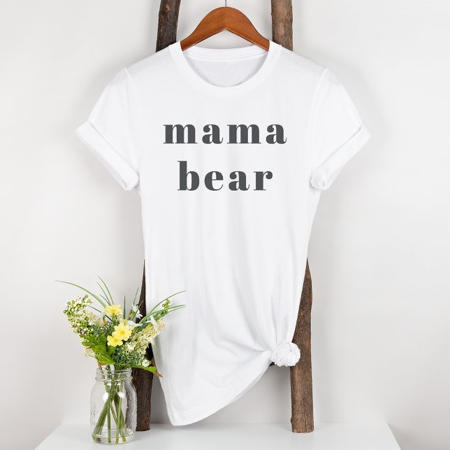 Pink Grey Boho Typography Girl Maternity Mama Bear T-Shirt (Creator Uploaded)