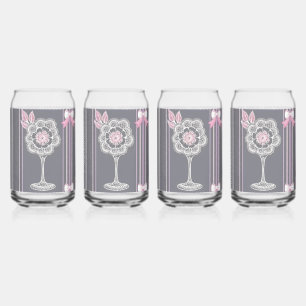 Pink & Grey  Can Glass