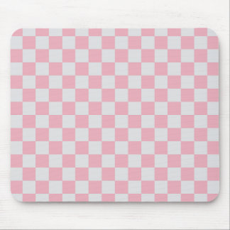 Pink + Grey Check Chequered Chequerboard Pattern Mouse Pad
