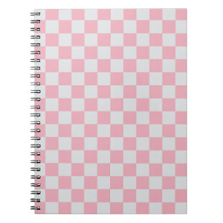 Pink + Grey Check Chequered Chequerboard Pattern Notebook