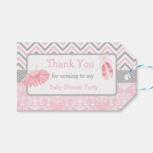 Pink & Grey Chevron Ballerina Thank You Gift Tag