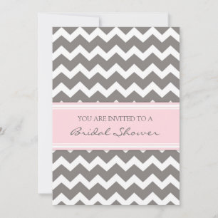 Pink Grey Chevron Bridal Shower Invitation Cards