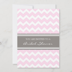 Pink Grey Chevron Bridal Shower Invitation Cards