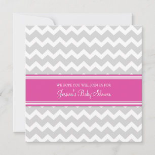 Pink Grey Chevron Custom Baby Shower Invitations