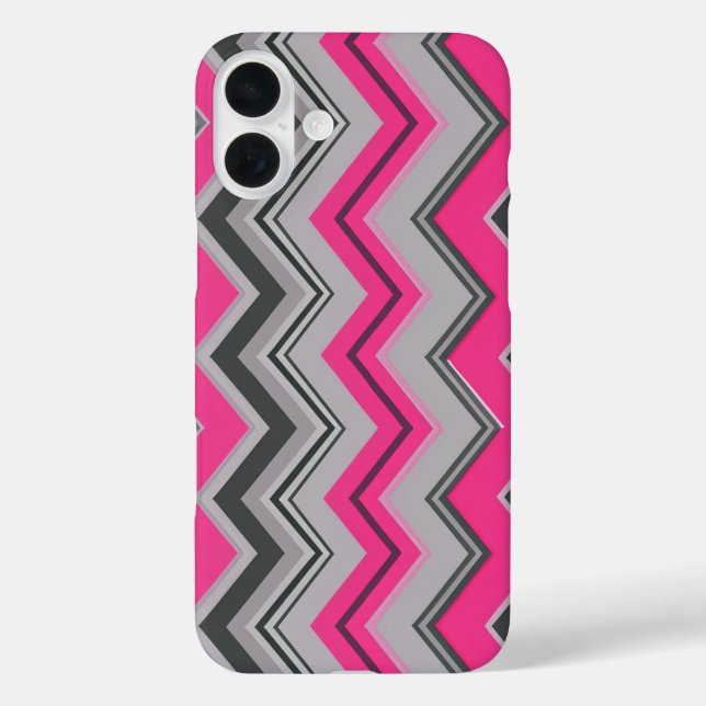 Pink & Grey Chevron Design iPhone Case (Back)