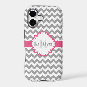 Pink Grey Chevron Pattern & Moroccan Quatrefoil