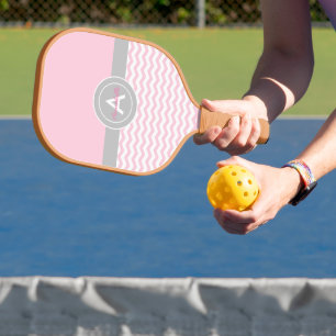 Pink Grey Chevron Pickleball Paddle
