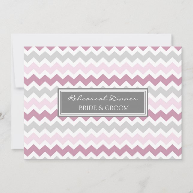 Pink Grey Chevron Rehearsal Dinner Party Invitation (Front)