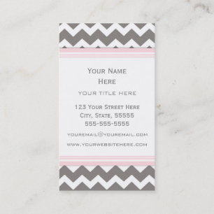 Pink Grey Chevron Retro Business Cards