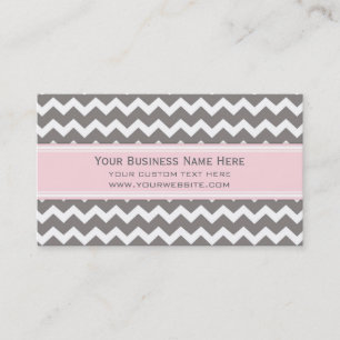 Pink Grey Chevron Retro Business Cards