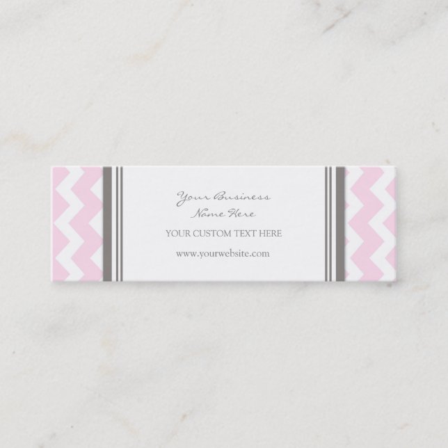 Pink Grey Chevron Retro Business Cards (Front)