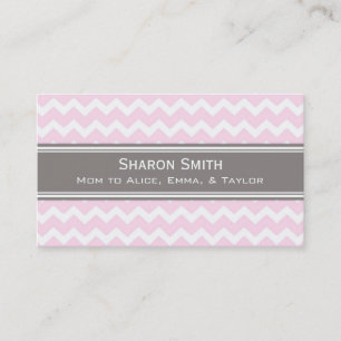 Pink Grey Chevron Retro Mum Calling Cards