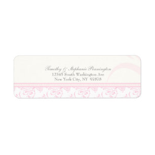 Pink grey chic damask personalised address label return address label